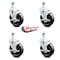 Service Caster 5 Inch Hard Rubber Wheel Swivel 1/2 Inch Threaded Stem Caster Set with Brake SCC SCC-TS20S514-HRS-TLB-121315-4 - alternate 3